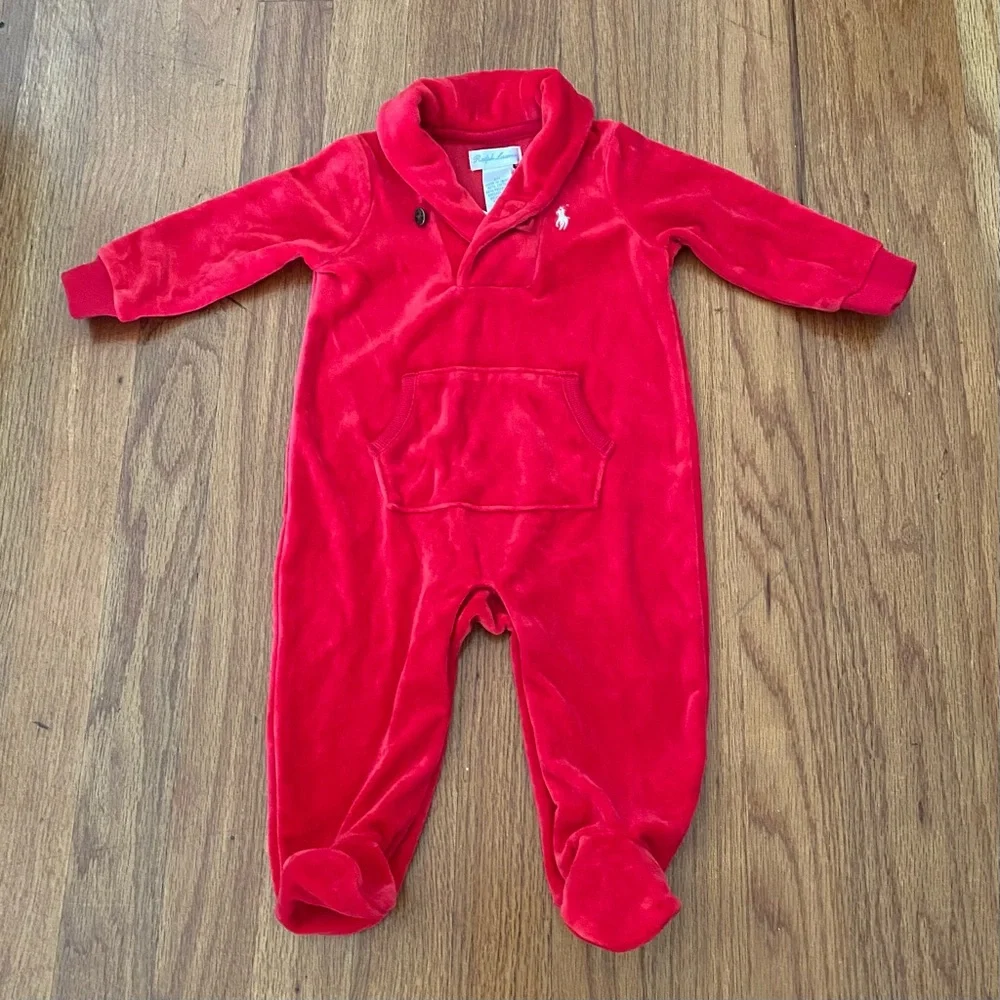 Ralph Lauren Velour One Piece with Shawl Collar Coverall
